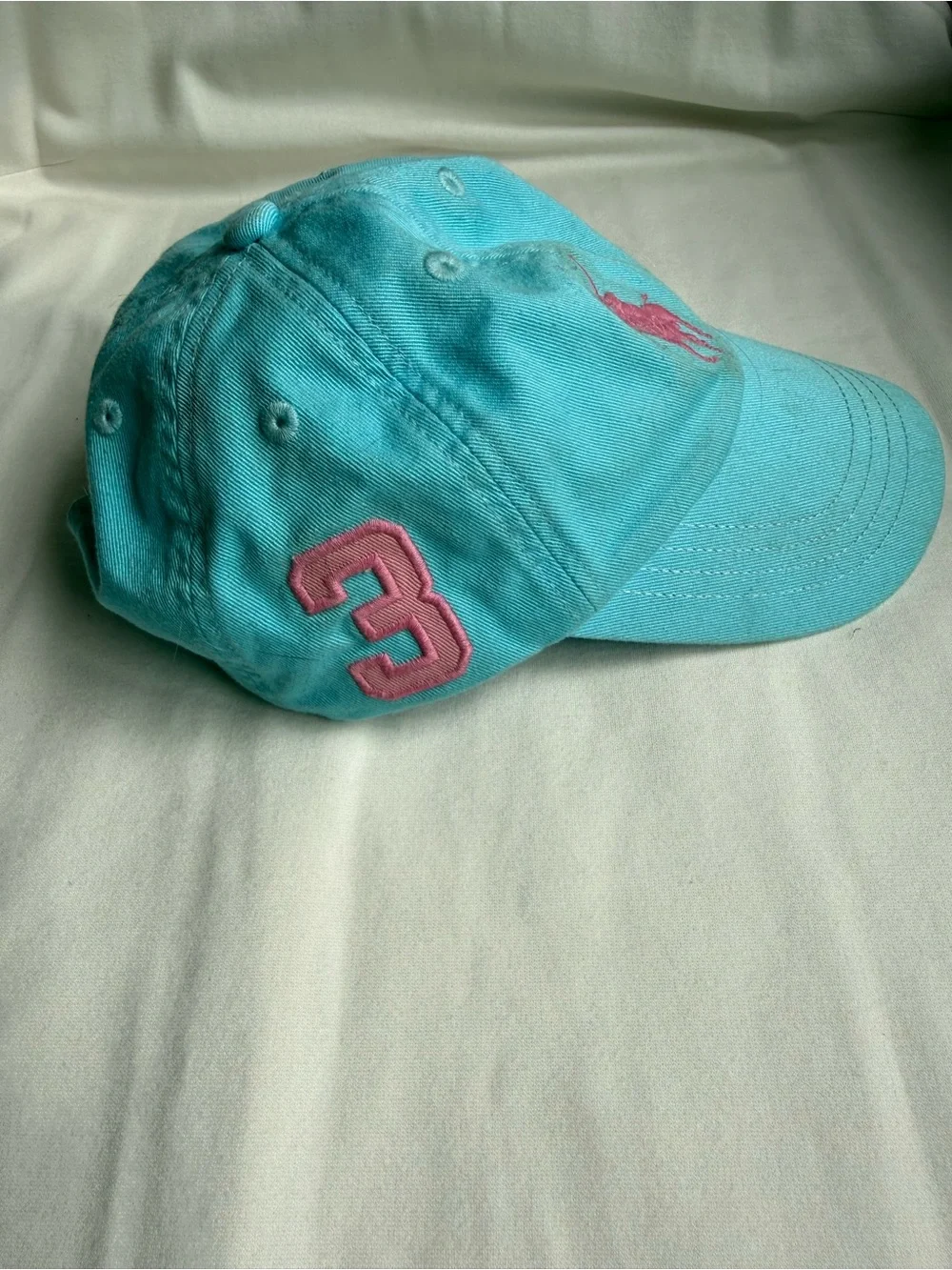 Polo by Ralph Lauren Turquoise Kids Cap with Pink Polo Logo